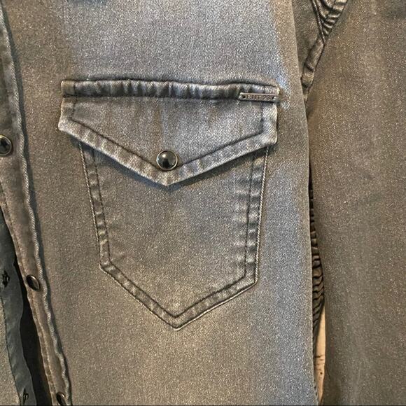 RNT23 Denim Gray Button Down Sz XXL - Picture 5 of 8